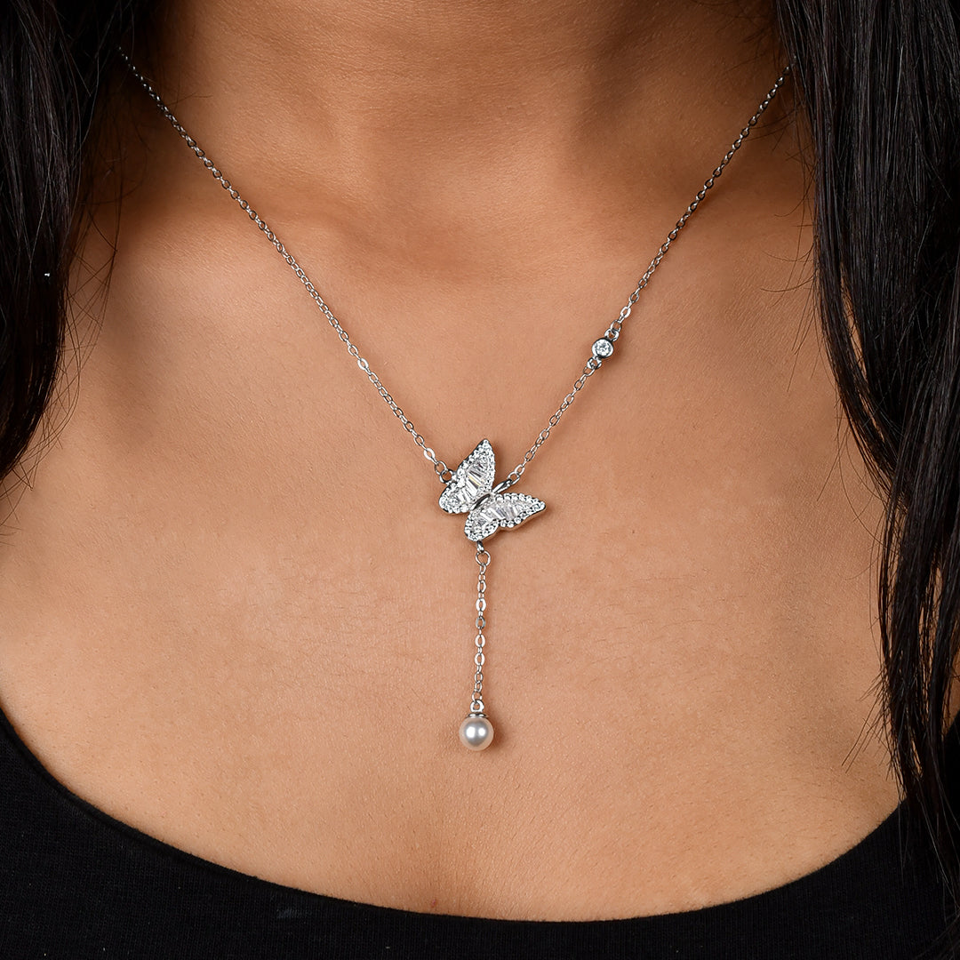 Luna Butterfly Pearl Necklace