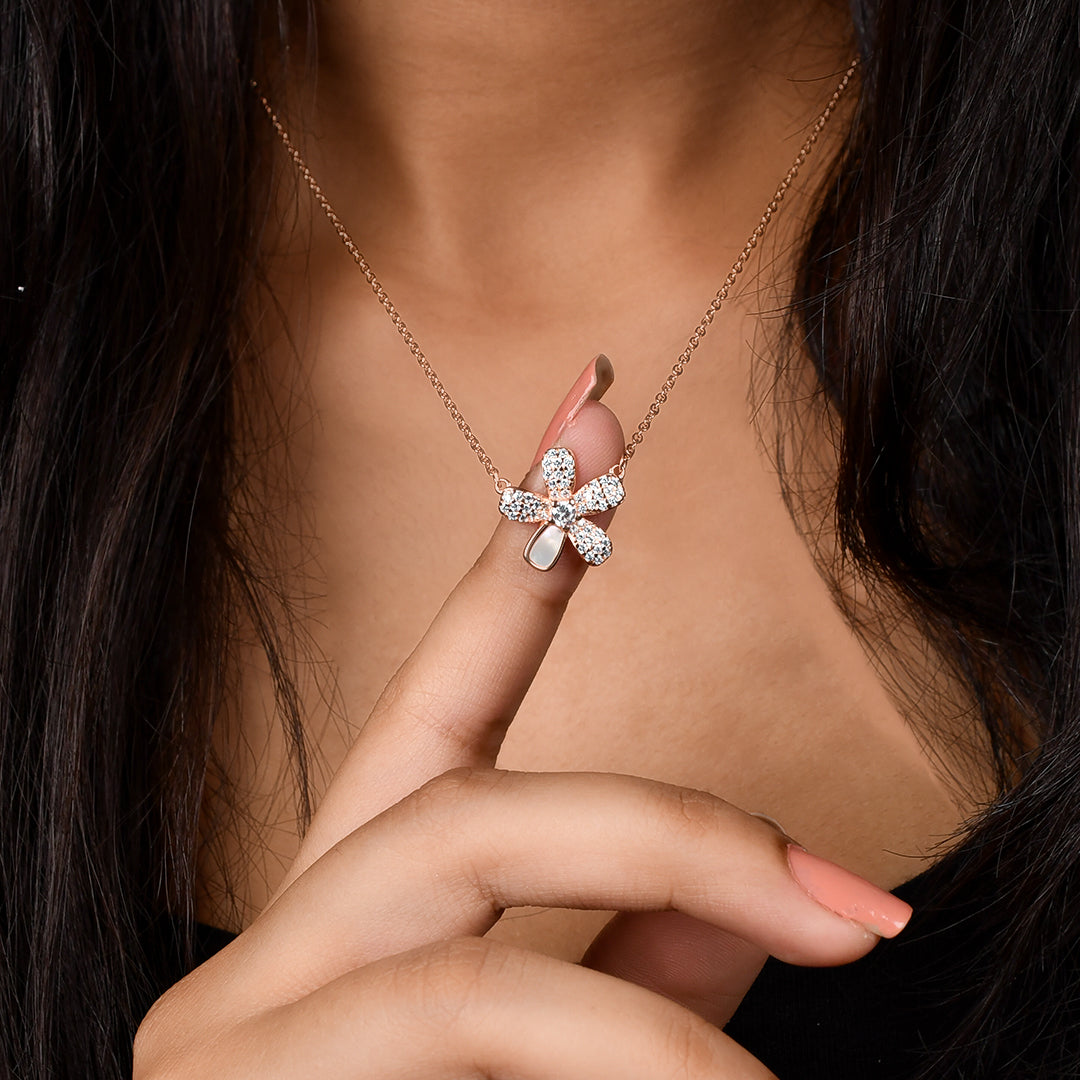 Rose Bloom Pendant Necklace
